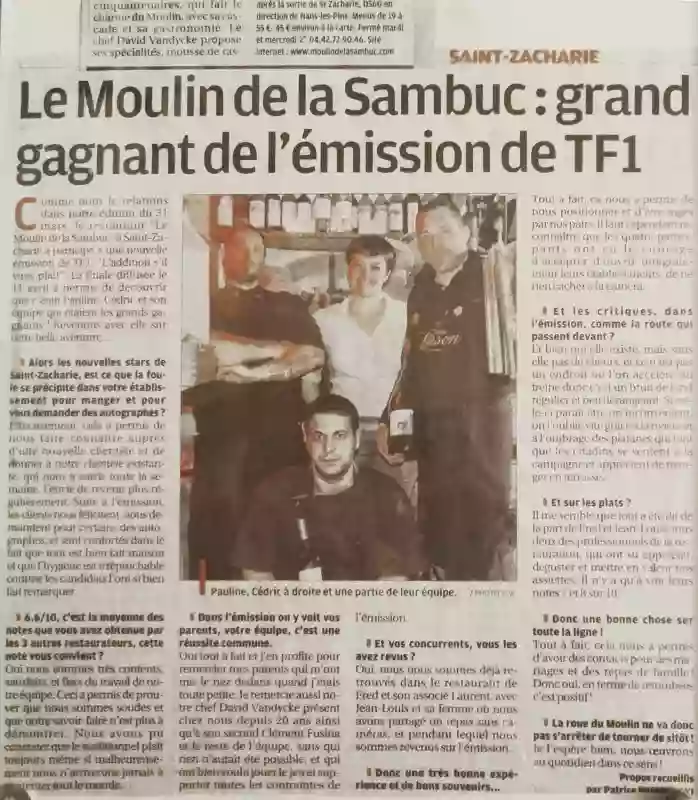 La Presse - Le moulin de la Sambuc - Restaurant Saint-Zacharie - Cuisine du sud