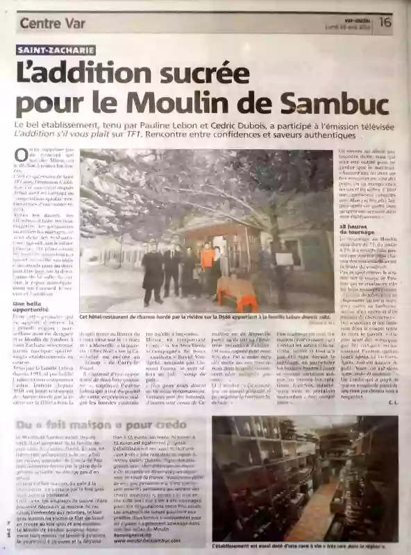 La Presse - Le moulin de la Sambuc - Restaurant Saint-Zacharie - restaurant Traditionnel SAINT-ZACHARIE